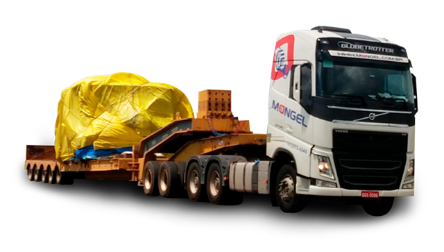 Carreta prancha com carga excedente